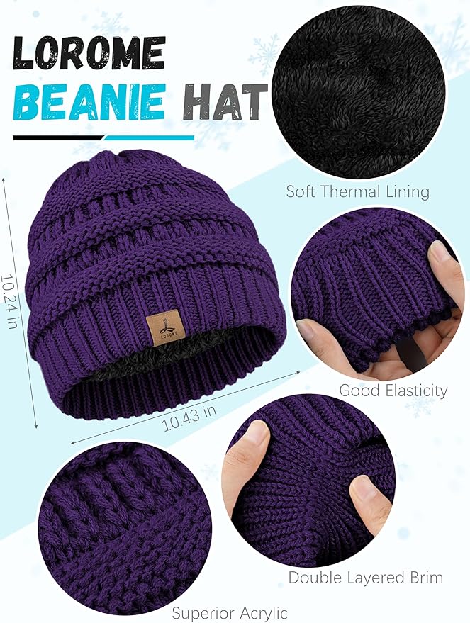 Winter Beanie Hat Scarf Gloves, Warm Fleece Knit Hats Touch Screen Gloves Neck Scarf Set Winter Gifts for Unisex Adult