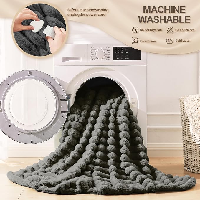 Heated Blanket Electric Throw 50″x60 ″Inch - Thick Striped Flannel Electric Blanket,10 Heating Levels, 1-12 Hours Auto Off, Fast Heating Heating Blanket with Overheat Protection.