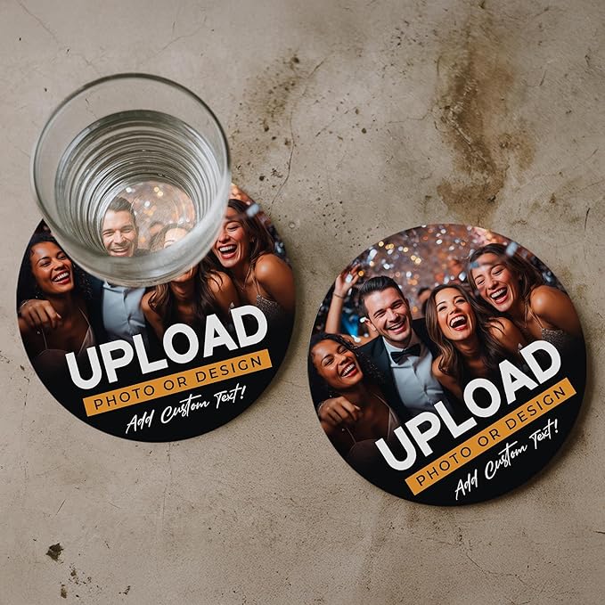 40 Pack, Personalized Drink Coasters, Custom Cardboard Coasters with Photo and Text, Design Your Own Coaster for Events, Parties, Bars, and Unique Gifts, 3.95" Round