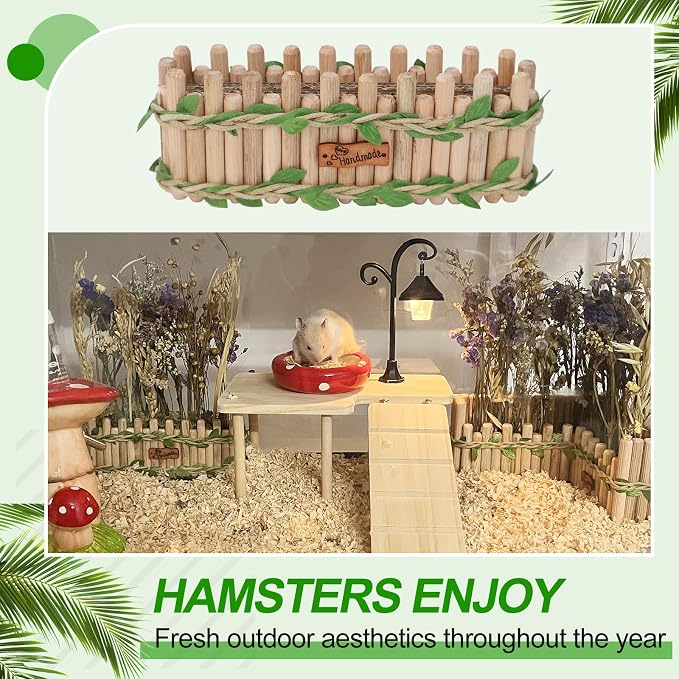 Hamster Cage Sprays Flower Foraging Holder - Natural Wood Feeding Stand, Small Pet Habitat Accessories for Hamsters Mouse Guinea Pig Dwarf Gerbils Syrian Mice (Leaf - Rectangle)