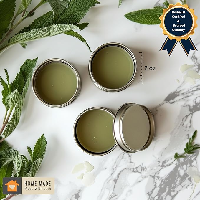 DNA Organics Comfrey Salve Ointment 2oz – Organic Herbal Salve for Bones, Muscles, Joints, Knees, Skin & Tattoo Care. Herbal Balm for Soothing Relief. Handcrafted, Slow-Infused, No Chemical Fillers