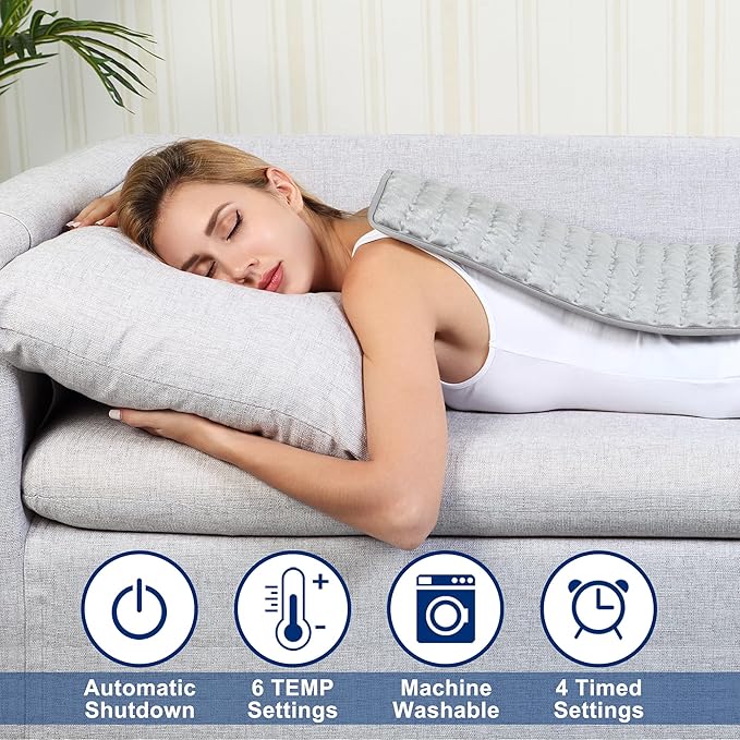 Electric Heating pad with 6 Heat Settings, Auto Shut Off, Dry Electric Heating for Back Neck Knee Arms Legs Shoulder Heat Pads for Christmas Birthday Father's Day Mother's Day