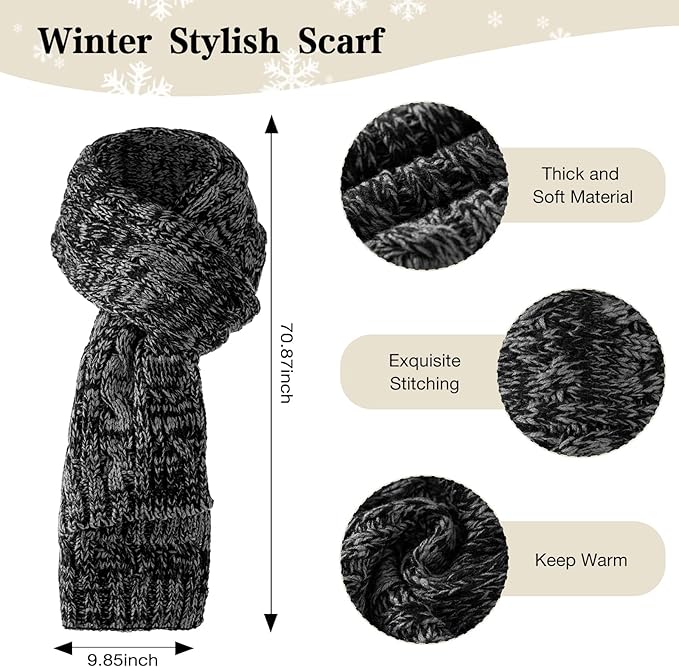 Tavaleu Womens Winter Beanie Hat Scarf Gloves Set, Pom Pom Beanie Warm Knit Scarf Touchscreen Gloves for Cold Weather