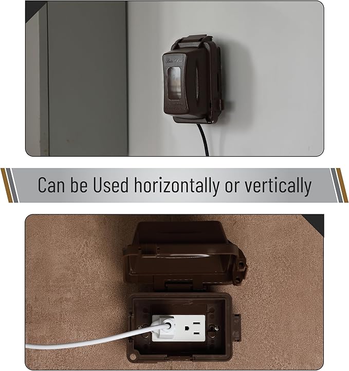 Bates- Weatherproof Electrical Outlet Cover, 1-Gang, Brown Outdoor Outlet Cover Weatherproof, Outdoor Plug Cover, Outlet Cover Box