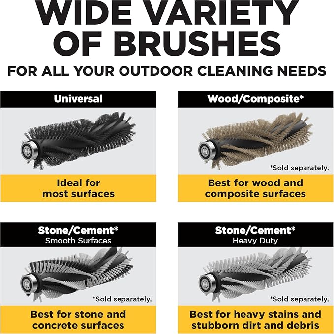 Wagner Spraytech (2469828) Levaro Powerbrush 18V Cordless Outdoor Patio and Deck Cleaner with included Deep Cleaning Solution & Stone/Concrete Cleaning Solution great for outdoor spaces