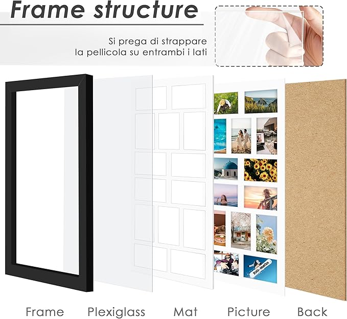 14x30 Picture Frame 4x6 Collage Picture Frame Displays Fourteen 4x6 inch Photos Collage Wall Decor Wall Hanging Black