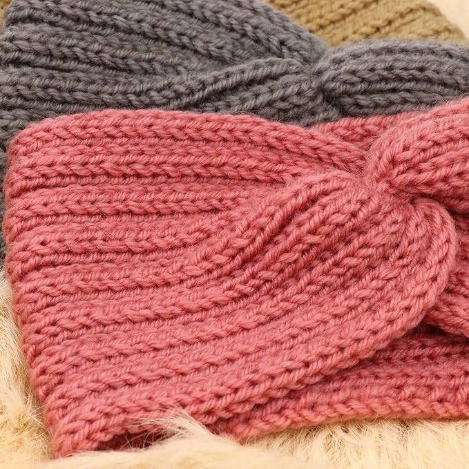 DRESHOW Winter Knit Chunky Headbands for Women Crochet Turban Knitted Ear Warmer Fashion Head Wrap 6 Pack