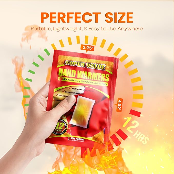 Hand Warmers Disposable 700/500/375/240/175/125/90Pcs, Long-Lasting Up to 12 Hours for Warm Body, Safe Portable Hand Warmers for Foot, Heater for Camping, Fishing, Winter