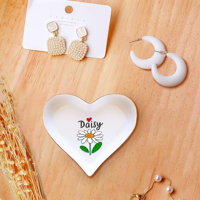Daisy Ring Holder Dish Tray, Gifts For Women Teens Girls, Daisy Lovers Themed Stuff Accessories Things Decor Merch, Home Room Ring Earrings Necklace Organizer Holder!