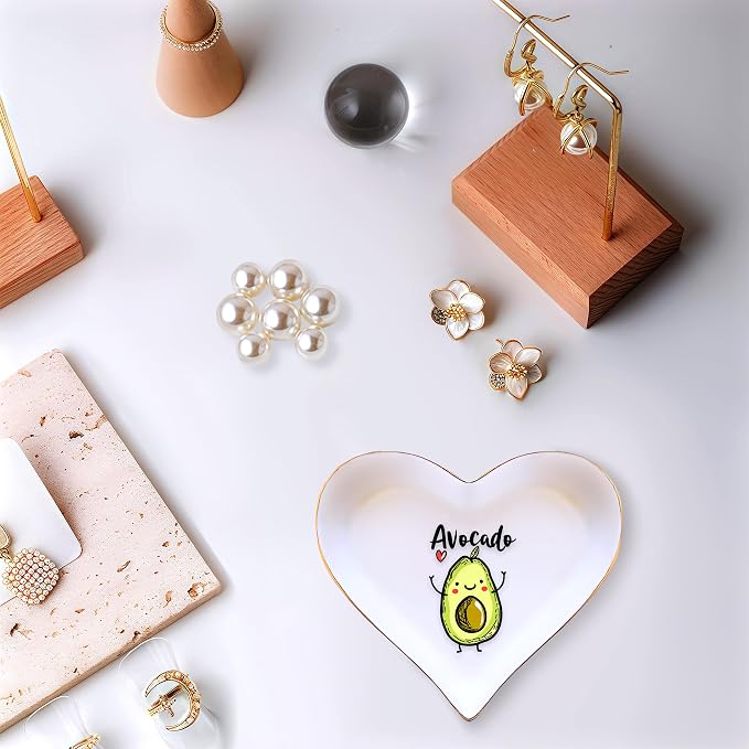 Avocado Ring Holder Dish Tray, Gifts For Women Teens Girls, Avocado Lovers Themed Stuff Accessories Things Decor Merch, Home Room Ring Earrings Necklace Organizer Holder!