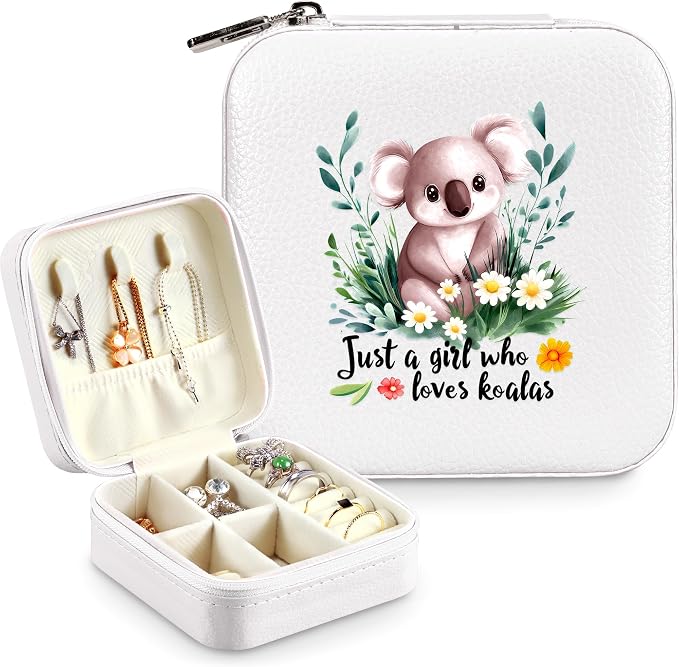 Koala Jewelry Box, Gifts For Kids Teens Girls, Koala Lovers Stuff Items Accessories Things Merchandise Decor Merch, Travel Ring Earrings Necklace Organizer Holder!