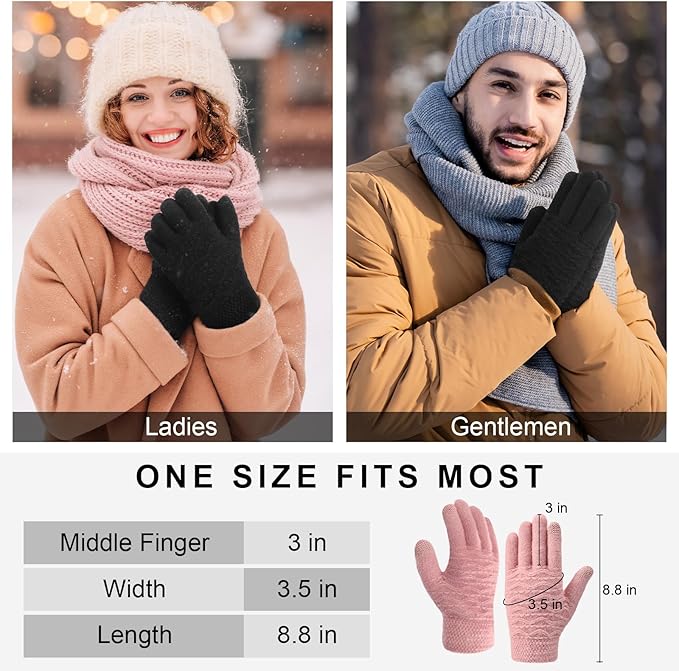 Trifabricy Winter Gloves for Women, Warm Fleece Lined Womens Gloves, Knit Glove for Women, Touchscreen Glove for Cold Weather