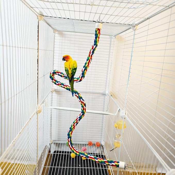 41Inch × 0.8-Inch Diameter Nipple Style Bird Rope Perch, Bird cage Accessories, Rope perches for Conures,Parrots,Cockatiel,Lovebird,Budgerigar,Parakeet perches Birds Standing Pole