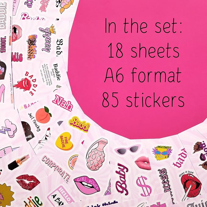 BulbaCraft Baddie Stickers and Laptop Decals — Baddie Party Decorations, Aesthetic Slay Stickers for Water Bottles, Gifts for Women & Men