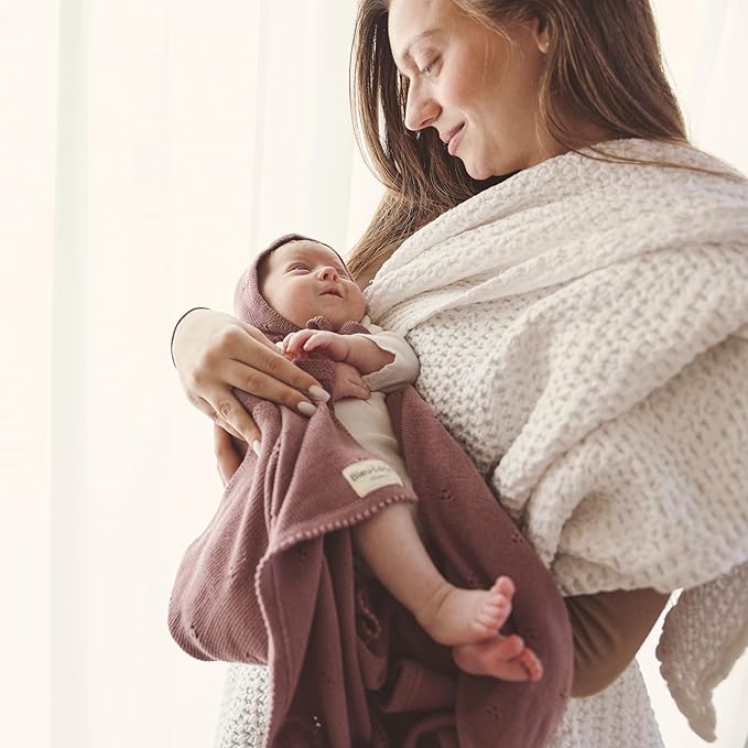 Organic Baby Blanket + Hat Gift Set for Girls- 100% Soft Luxury Cotton Receiving Swaddle Blanket + Bonnett Registry for Newborns & Infants (Ballet Slippers + Hat)