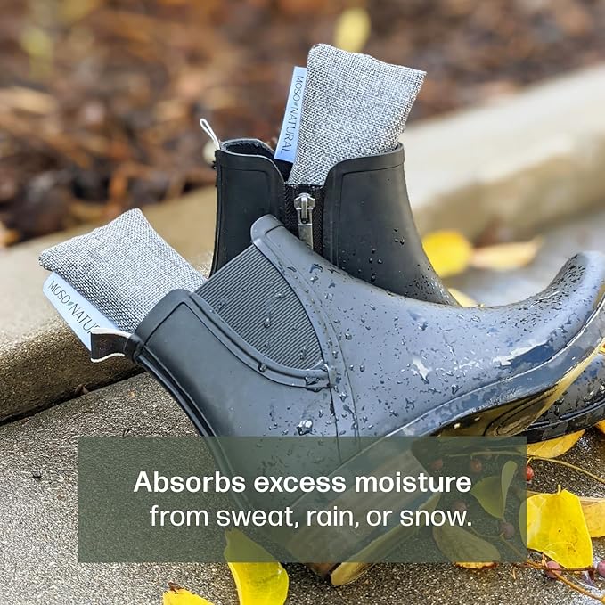 Moso Natural Shoe Deodorizer Insert (3 Pack) Charcoal Odor Absorber for Shoes, Gym Bag & Boot Deodorizer, Long-Lasting Shoe Odor Elimination, Unscented Air Purifying Bags (Two Per Pack. 6 Total)