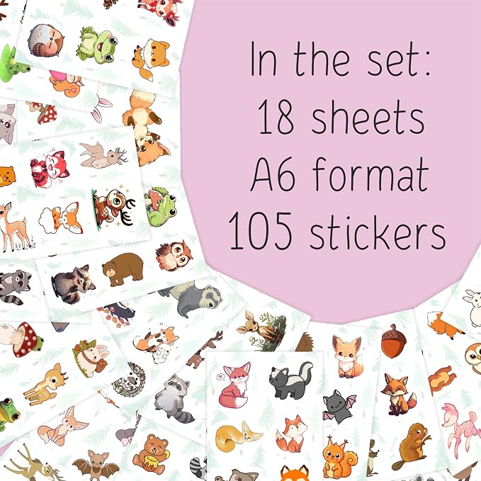 100Pcs Woodland Animal Stickers, Forest Animal Stickers for Water Bottle & Laptop - Woodland Party Supplies & Decorations, Gifts for Women & Men