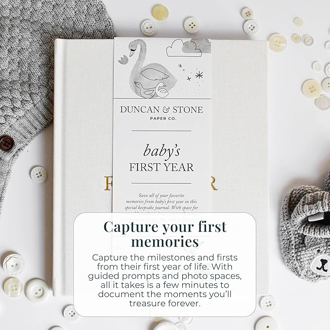 Baby First Year Book - Heirloom Keepsake Baby Memory Book to Record Important Milestones, Photos & More - Baby Keepsake Books (Dusty Rose,112 Pages)