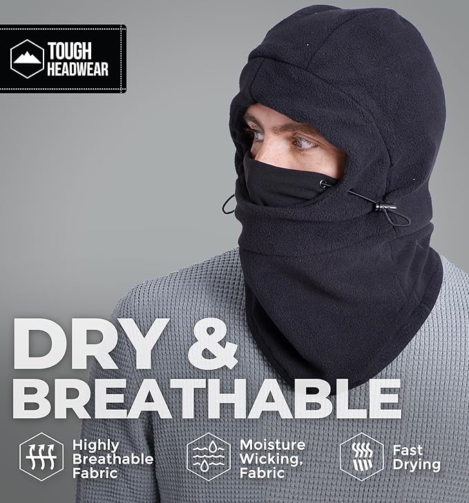 Tough Headwear Fleece Balaclava Ski Mask - Windproof Cold Weather Gear - Hunting Essentials - Ski Mask for Men