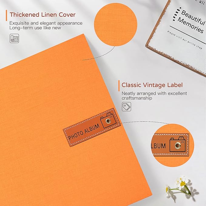Popotop Large Photo Album Self Adhesive 4x6 5x7 8x10 Scrapbook Album DIY Picture Book,Gifts for Mom,Family Baby and Wedding,with Metal Pen and Plastic Board