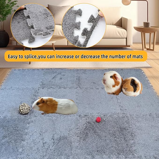 BNOSDM 12Pcs Guinea Pig Fleece Cage Liners Pads Bedding Mat,11.8",Gray | Washable Reusable Guinea Pig Plush Pads with Edging,Soft Warm Rabbit Sleeping Mats Blanket for Bunny Small Animals