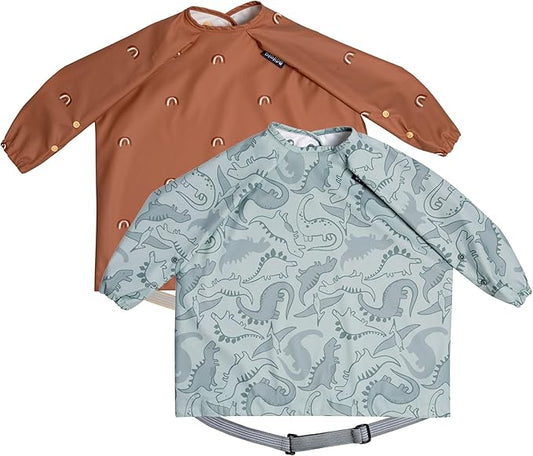 BIBaDO - Long Sleeve Baby Bibs - Babies & Toddlers 6-36 Months - Coverall Baby Led Weaning Bib - Easy Wipe, Soft & Waterproof