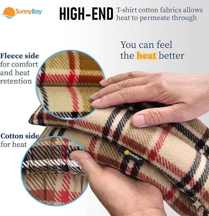 SunnyBay Microwave Heating Pad, Microwavable Heated Neck and Shoulder Wrap, Soothing Weighted Moist Heat or Ice Pack with Flaxseed and Lavender, 26x5 Inches, 2.5 lbs, Made in USA, London