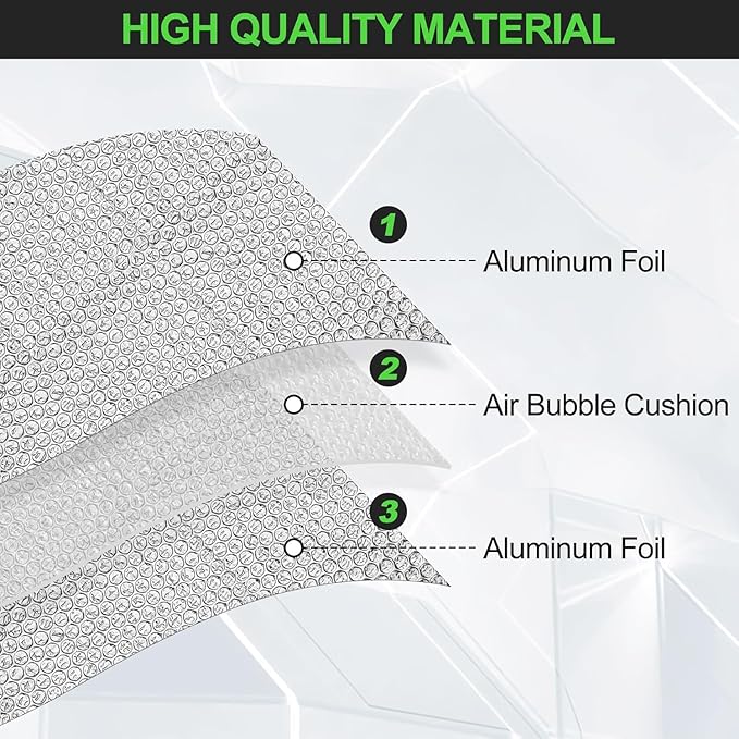 Reflective Insulation Roll 23.6inch x 40Ft Double Bubble Reflective Aluminum Foil Wrap Insulating Sheet Thermal Shield Radiant Barrier for Winter RV Window Thermal Cold Insulation Summer Heat - Silver