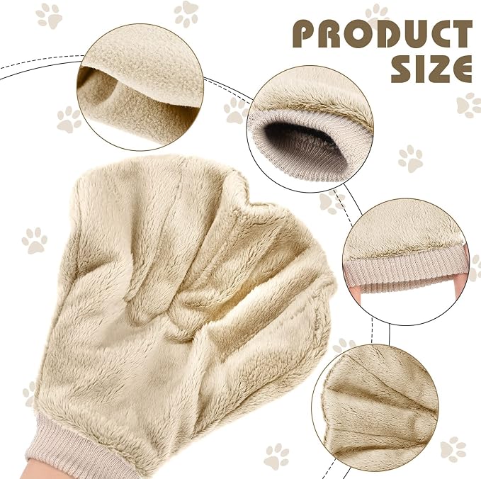 2 Pcs Sugar Glider Bonding Mitt, Calming Sleeping Glove, Bite Proof Animal Handling Gloves, Hedgehog Accessories Calming Glove for Train Your Sugar Glider Small Animals Hamster Rats Pet (Beige)