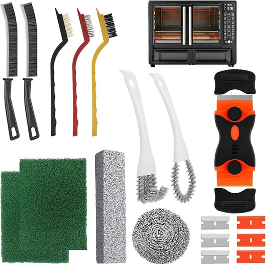 Heavy Duty Oven Cleaner Brush Set, Oven Cleaning Accessories Tools, for Deep Cleaning Stoves, Grills, Ovens & Kitchen Surfaces - Removes Tough Grease & Carbon Buildup