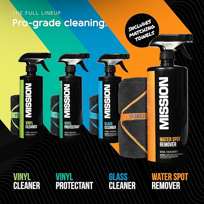 MISSION Boat Gear Cleaning Kit Premium Boat Detailing Kit with Boat Cleaner, Boat Vinyl Cleaner, Boat Seat Cleaner and Microfiber Towels, Complete Boat Cleaning Supplies for Interior and Exterior