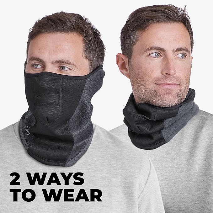 Tough Headwear Half Ski Mask - Fleece Lined Winter Face Mask - Stretch Neck Gaiter for Cold Weather Gear - Skiing Accessories