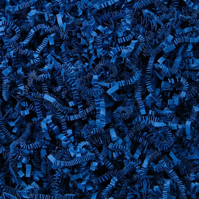 1/2 LB Crinkle Cut Paper Shred Filler 8 oz Dark Blue Crinkle Shredded Paper for Gift Box - Gift Basket Bag Filler - Grass Cushion Stuffing for Father's day, Birthday Packaging Wrapping