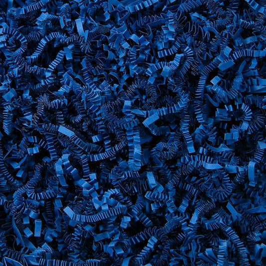 1/2 LB Crinkle Cut Paper Shred Filler 8 oz Dark Blue Crinkle Shredded Paper for Gift Box - Gift Basket Bag Filler - Grass Cushion Stuffing for Father's day, Birthday Packaging Wrapping