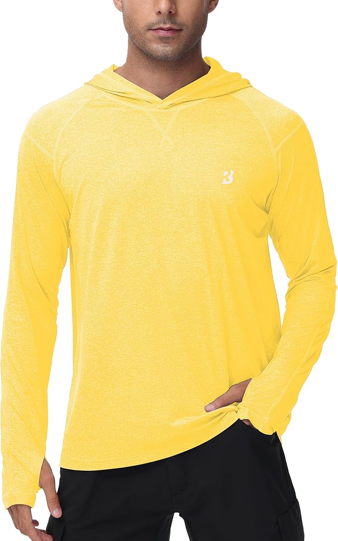 Roadbox Mens UPF 50+ Fishing Shirts, Long Sleeve UV Sun Hoodie, Hiking Running Swim Athletic Workout Shirt