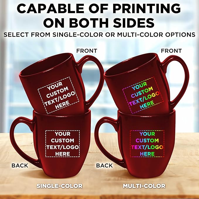 Custom Large Coffee Cups 16 oz. Set of 100, Personalized Bulk Pack - Perfect for Tea, Espresso, Cappuccino, Hot Cocoa - Maroon