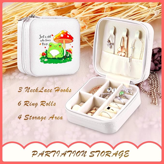 Frog Jewelry Box, Gifts For Kids Teens Girls, Frog Lovers Stuff Items Accessories Things Merchandise Decor Merch, Travel Ring Earrings Necklace Organizer Holder!