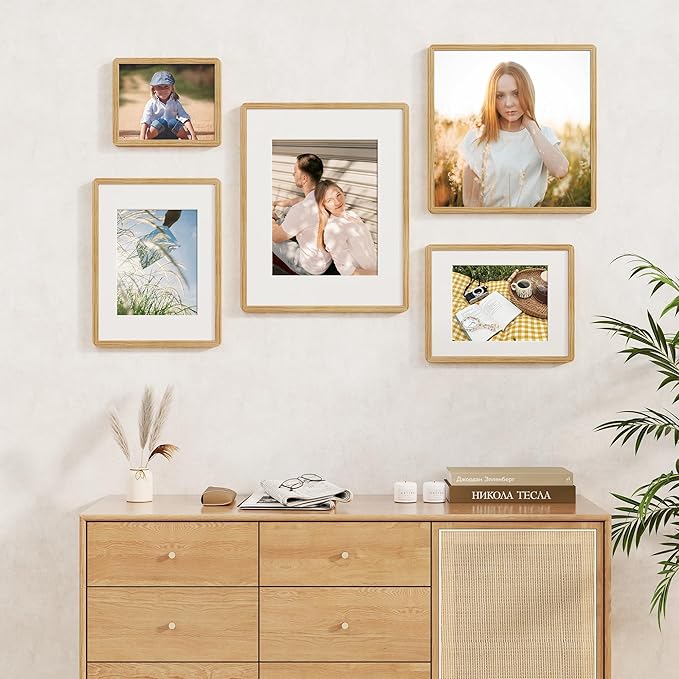 18x24 Picture Frame for Wall, 18 by 24 Wood Frame, Made of Solid Oak Wood & Tempered Glass, 18 x 24 Frame Matted to 16x20, Rustic 18 by 24 Poster Frame,18x24 Art Frames, Natural Oak Color, 1 Pack