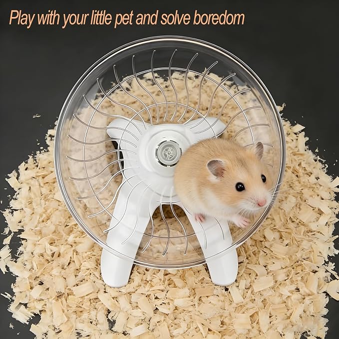 Hamster Wheel, Hamster Flying Saucer Silent Running Exercise Wheel for Hamsters, Gerbils, Mice,Hedgehog and Other Small Pets Silent Running Wheel Hermit Crab Wheel(White)