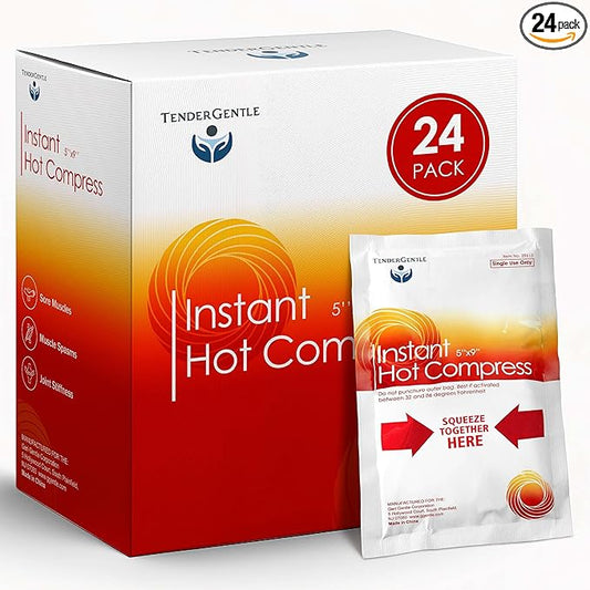 Instant Hot Compress - 24 Hot Packs for Pain Relief, Sore Muscles, Muscle Spasms, and Joint Stiffness