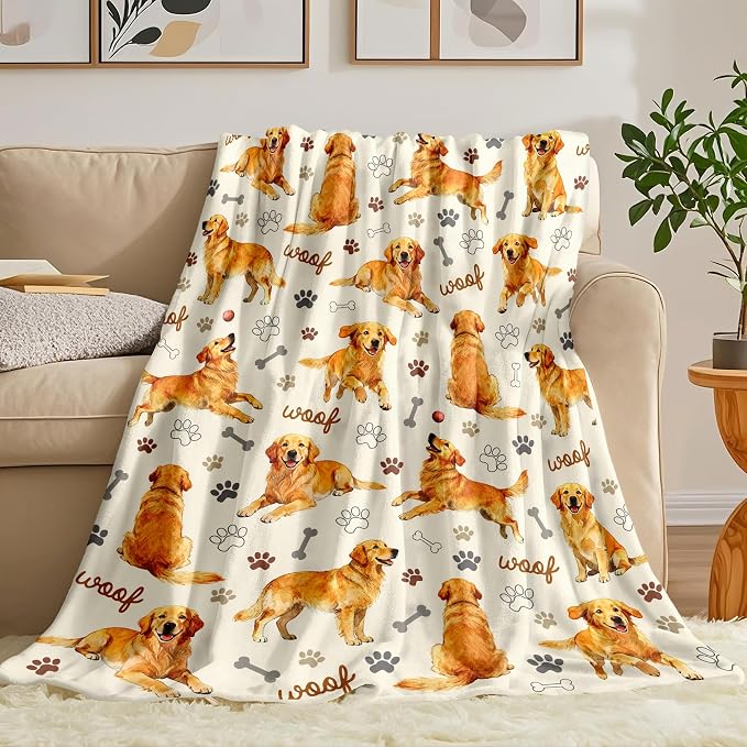 Golden Retriever Blanket Gifts for Girls Women Soft Flannel Golden Retriever Throw Blanket Merch Stuff for Room Decor 50"X40"