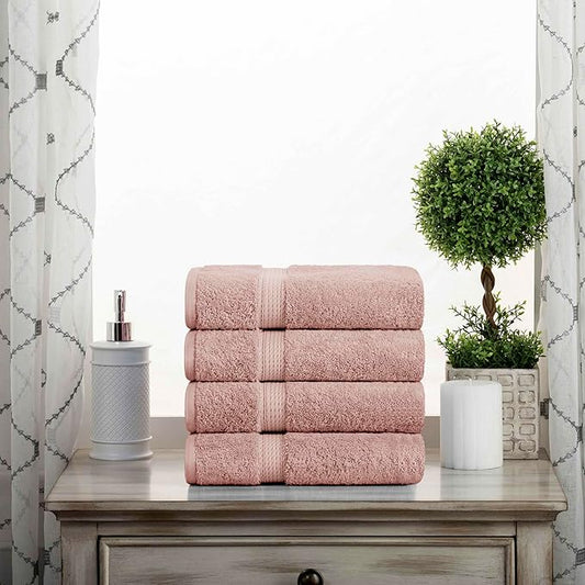 BLUENILEMILLS Madison Egyptian Cotton Hand Towels, Towel Set for Bathroom, Shower, Spa, Hotel, Plush, 900 GSM, Gym, Highly Absorbent and Ultra-Soft Towels, Bath Essentials, Set of 4, Muted Mauve