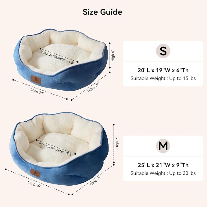 Asvin Medium Dog Bed for Medium Dogs, Cat Beds for Indoor Cats, Pet Bed for Puppy and Kitty, Extra Soft & Machine Washable with Anti-Slip & Water-Resistant Oxford Bottom, Light Blue, 25 inches