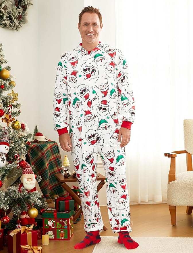 PATPAT Matching Family Christmas Onesie Pajamas – Holiday Hooded Jumpsuit Sleepwear PJs Couples Xmas Loungewear with Socks