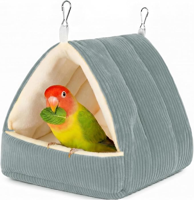 Small Winter Warm Plush Bird Nest Bed for Cage (Small, Dark Gray) | Soft Hanging Bird Hammock Hideaway Hut for Budgies,Cockatiels,Parakeets,Small Medium Birds and Guinea Pig,Washable Bird Bed