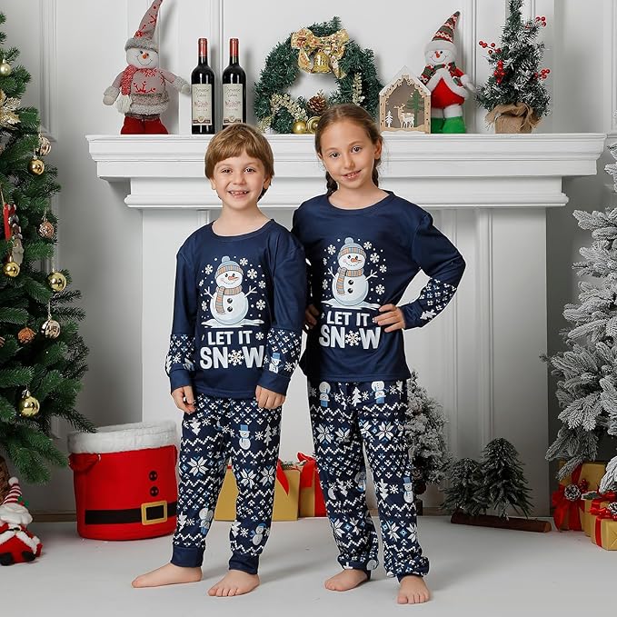 Family Christmas PJs Matching Sets, Cute Holiday Pajamas Printed Top and Pants, Xmas Jammies for Couples/Men/Women