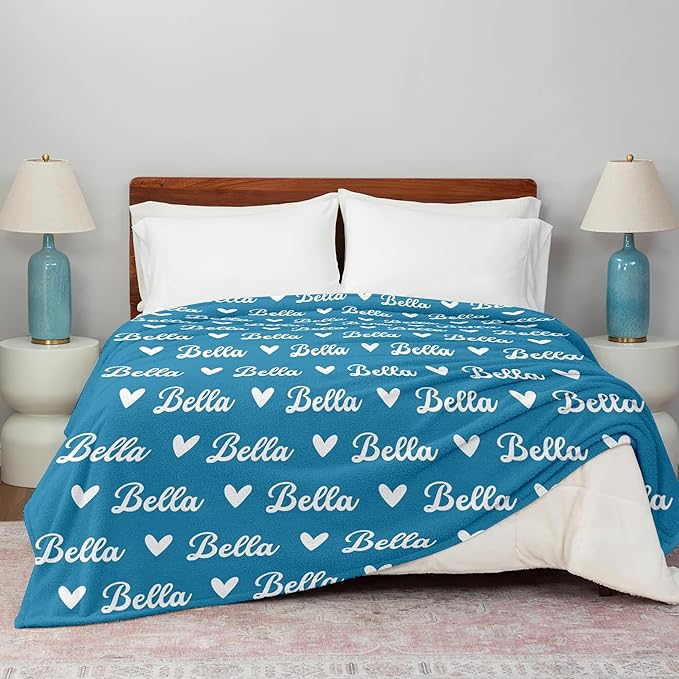 Ship Next Day,Custom Blanket with Name,Personalized Blankets for Kids,Customized Fleece Throw Blanket Christmas Blanket Gifts for Daughter Son