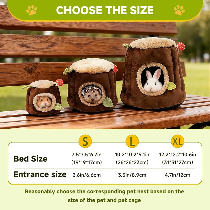 LYART Guinea Pig Hamster Bedding or Hideout for Mouse Mice Rat Ferret Bunny Fluff Bedding Bed House Cage Accessories, Dwarf Rabbits Hedgehog Bearded Dragon Warm Bedding Nest Cave, Washable (3.XL)