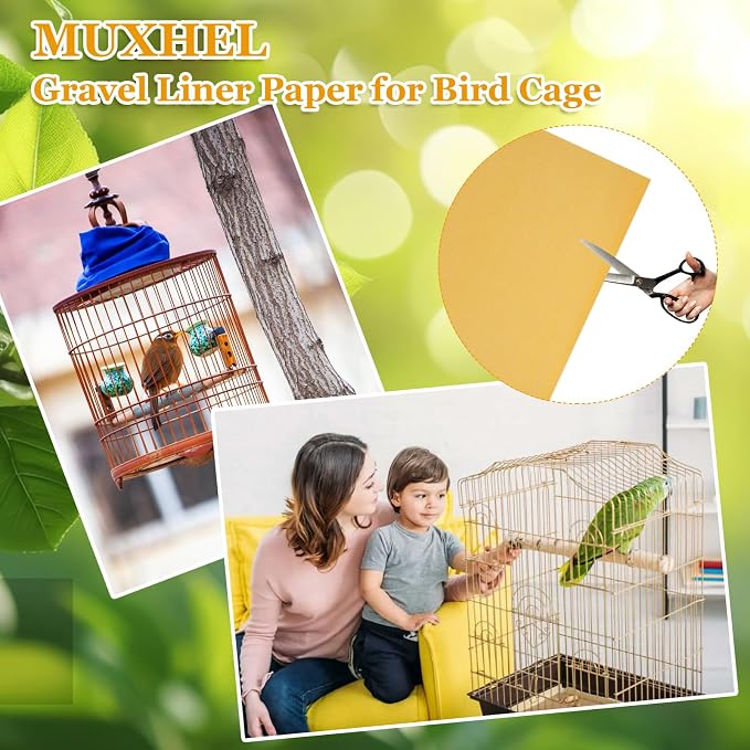 50 Pcs Gravel Liner Paper for Bird Cage, 11" x 17" Bird Cage Liner, Easy Clean Pet Grinding Sandpaper for Bird Cage