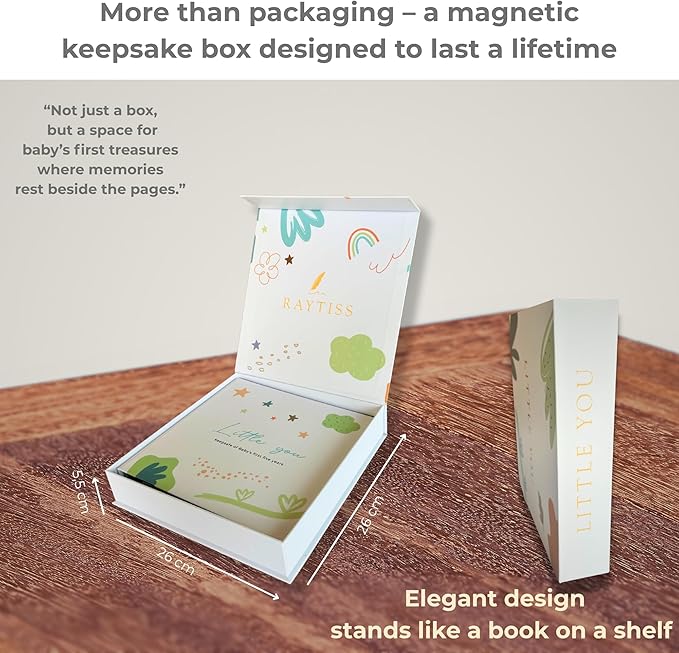 Little You – Baby Memory Book & Pregnancy Journal (120 Pages) – Newborn to 5 Years – Magnetic Gift Box + Photo Pockets + Letter to Open at 21 – Keepsake Album for Boys or Girls